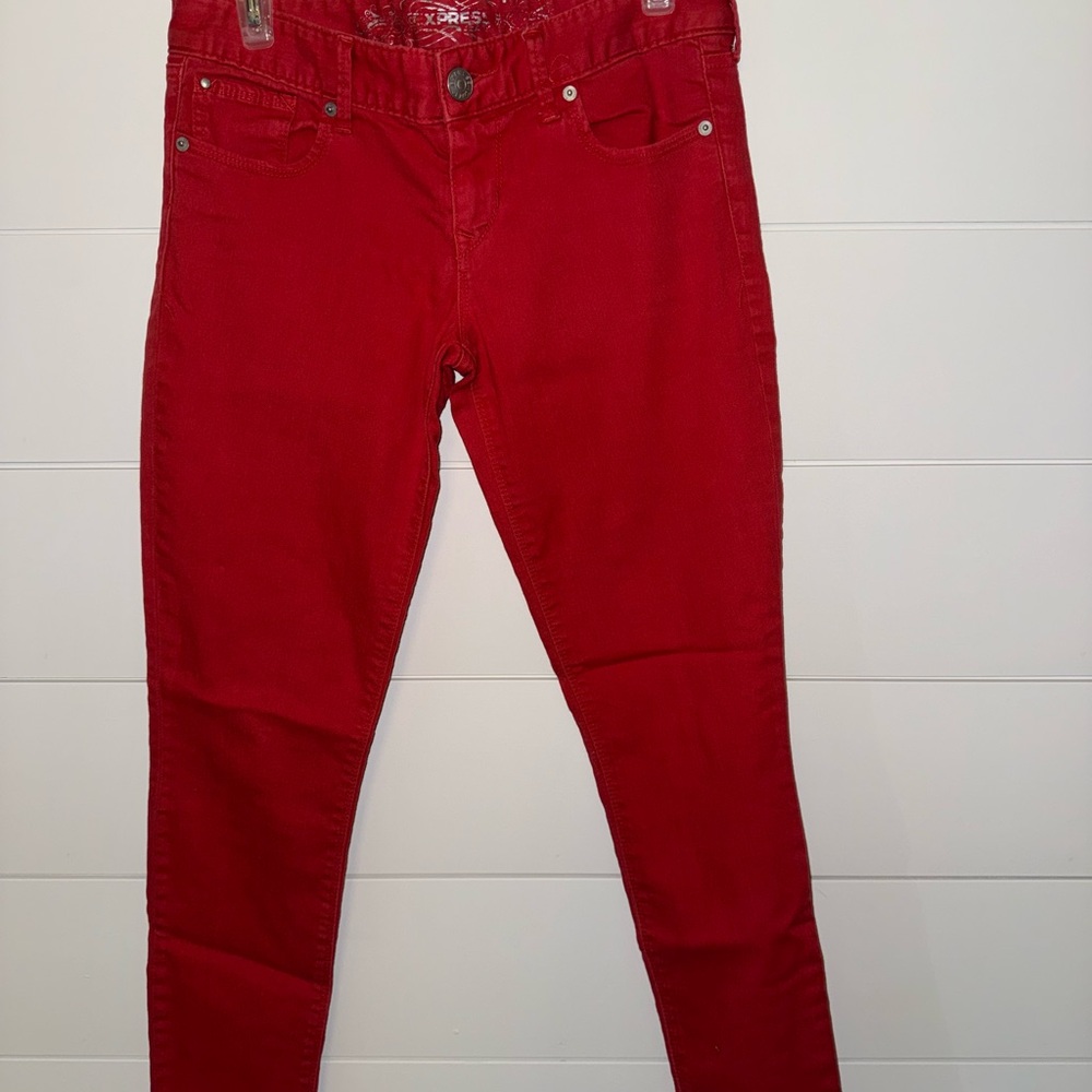 Express Women's Bold Red Skinny Jeans